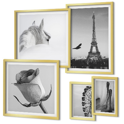 Set of 5 wall art pieces Stylish black and white images