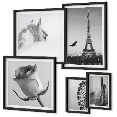 Set of 5 wall art pieces Stylish black and white images