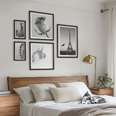 Set of 5 wall art pieces Stylish black and white images