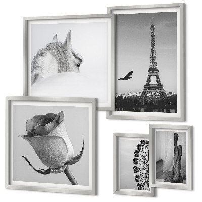 Set of 5 wall art pieces Stylish black and white images