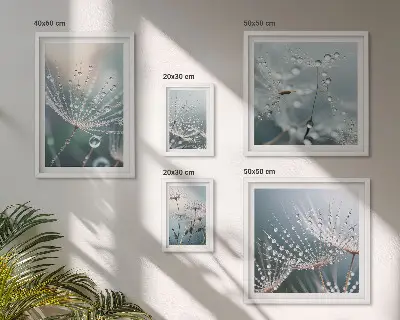 Dewdrops minimalist plants framed photo set
