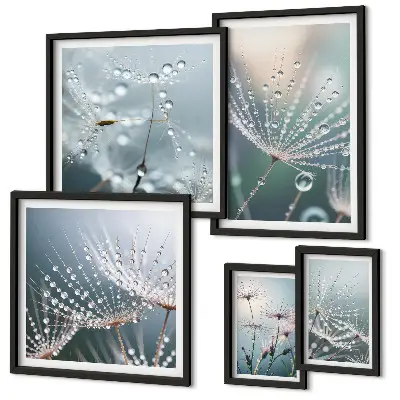 Dewdrops minimalist plants framed photo set