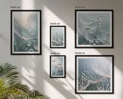 Dewdrops minimalist plants framed photo set
