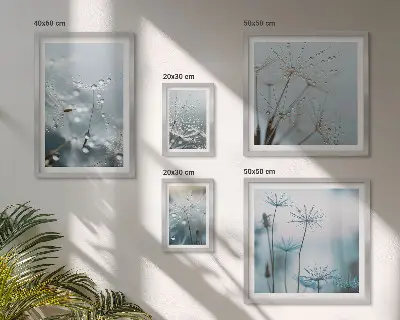 5-Piece Wall Art Set plant motifs with water drops