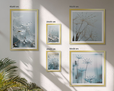 Set of 5 wall art pieces Plant motifs, water drops