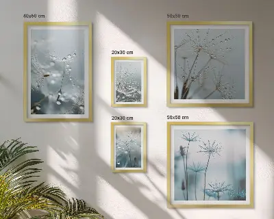5-Piece Wall Art Set plant motifs with water drops