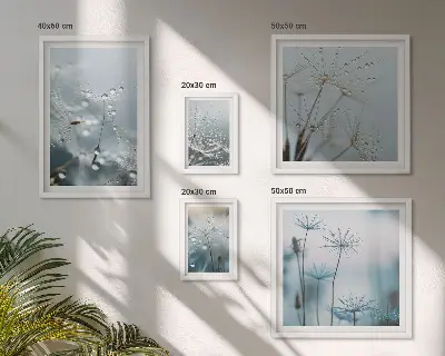 5-Piece Wall Art Set plant motifs with water drops