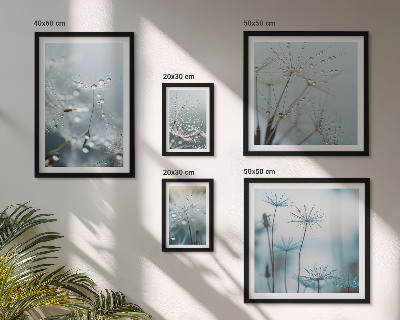 Set of 5 wall art pieces Plant motifs, water drops