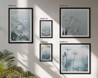 5-Piece Wall Art Set plant motifs with water drops