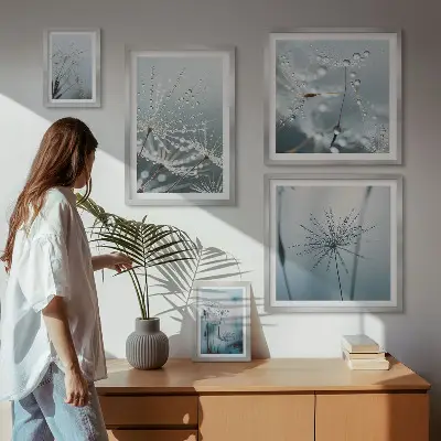 Water drops on plants gallery wall art print
