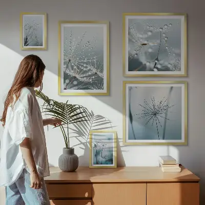 Water drops on plants gallery wall art print