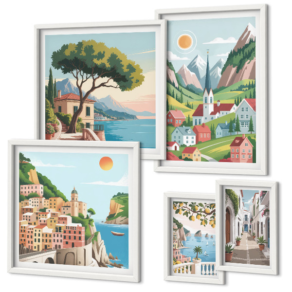 Framed photo set Charming mountains and towns