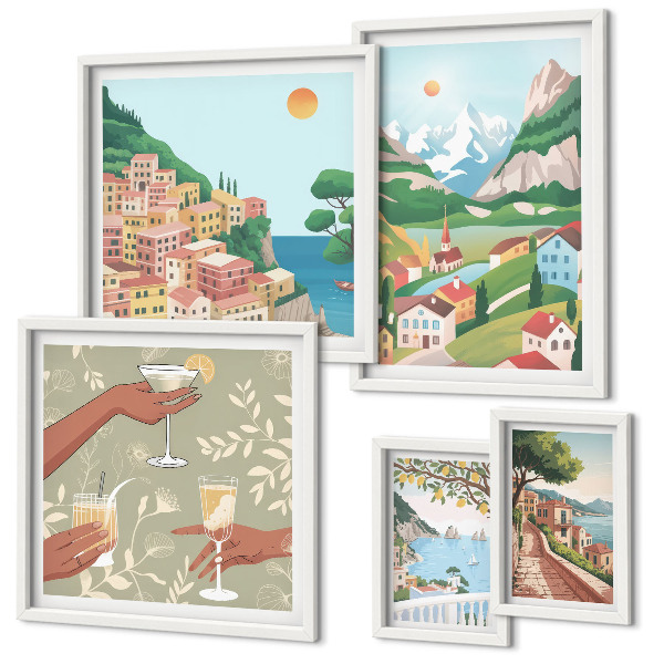 Set of 5 wall art pieces Charming landscapes for relaxation