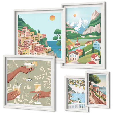 Set of 5 wall art pieces Charming landscapes for relaxation