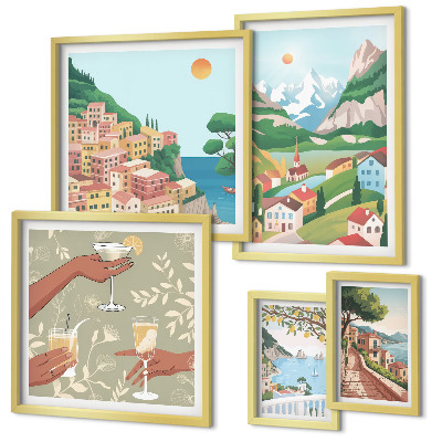 Set of 5 wall art pieces Charming landscapes for relaxation