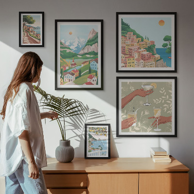 Set of 5 wall art pieces Charming landscapes for relaxation