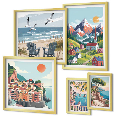 Gallery wall Retro mountain and sea landscapes