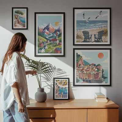 Gallery wall Retro mountain and sea landscapes