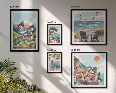 Gallery wall Retro mountain and sea landscapes