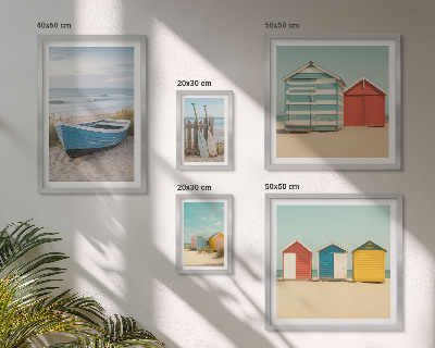 Framed photo set Seaside views, houses, boats