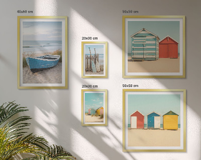Framed photo set Seaside views, houses, boats