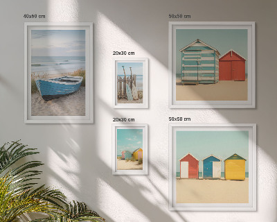 Framed photo set Seaside views, houses, boats