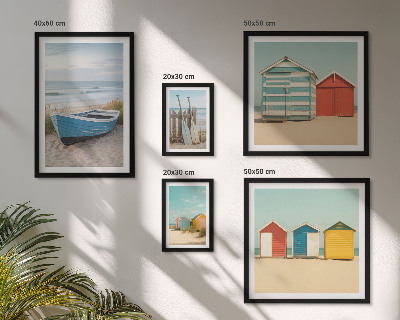 Framed photo set Seaside views, houses, boats