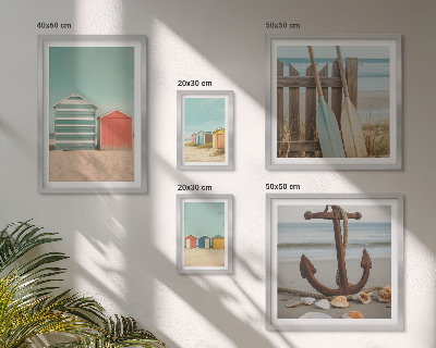 Set of 5 wall art pieces Stylish seaside beach houses