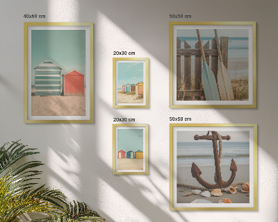 Set of 5 wall art pieces Stylish seaside beach houses