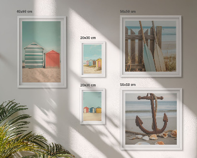 Set of 5 wall art pieces Stylish seaside beach houses