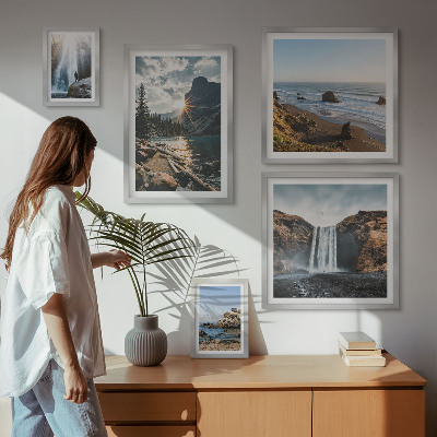 Framed photo set Landscapes waterfalls beaches