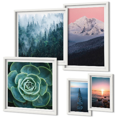 Set of 5 wall art pieces Landscapes mountains sea boho
