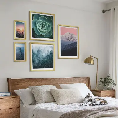 5 Piece landscape wall art set boho mountain and sea theme