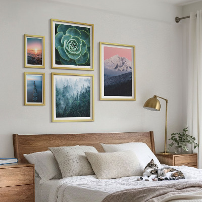 Set of 5 wall art pieces Landscapes mountains sea boho