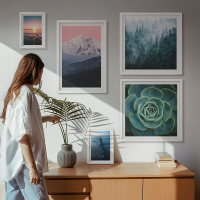Set of 5 wall art pieces Landscapes mountains sea boho