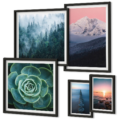 Set of 5 wall art pieces Landscapes mountains sea boho