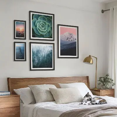 5 Piece landscape wall art set boho mountain and sea theme