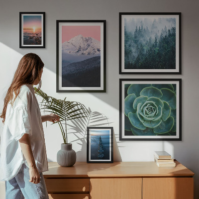 Set of 5 wall art pieces Landscapes mountains sea boho