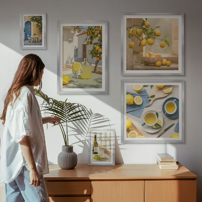 Framed photo set Rustic lemons for the kitchen