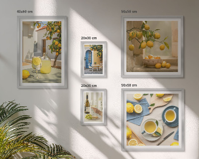 Framed photo set Rustic lemons for the kitchen