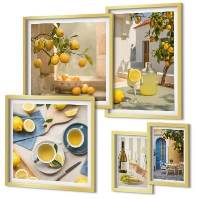 Framed photo set Rustic lemons for the kitchen