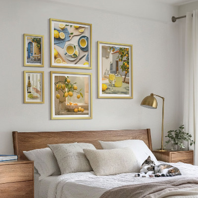 Framed photo set Rustic lemons for the kitchen
