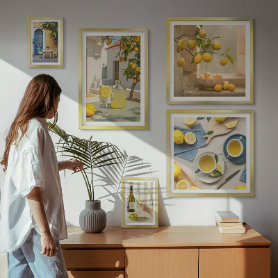 Framed photo set Rustic lemons for the kitchen