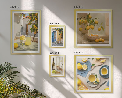 Framed photo set Rustic lemons for the kitchen