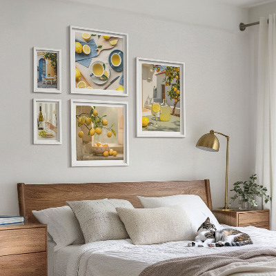Framed photo set Rustic lemons for the kitchen
