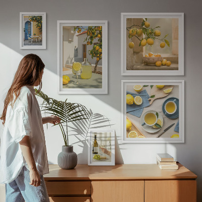 Framed photo set Rustic lemons for the kitchen