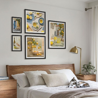 Framed photo set Rustic lemons for the kitchen