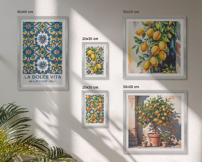 Set of 5 wall art pieces Italian citrus Amalfi style decorations