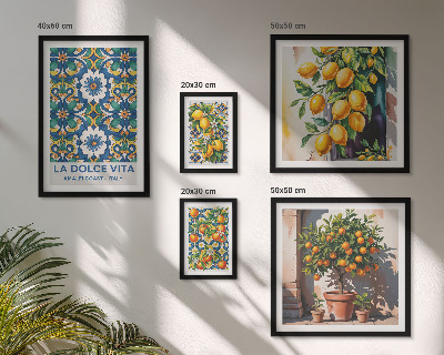 Set of 5 wall art pieces Italian citrus Amalfi style decorations