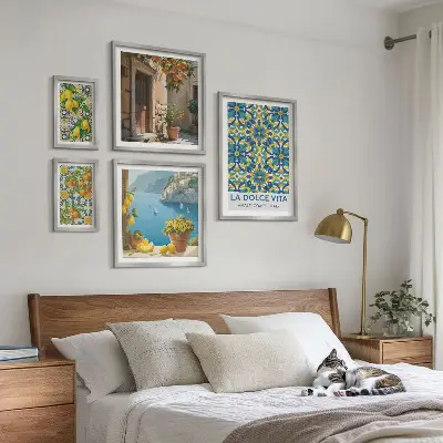 Italian Amalfi citrus flowers gallery wall art print